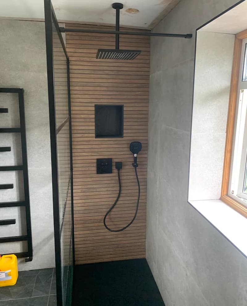 Modern bathroom installation with walk-in shower